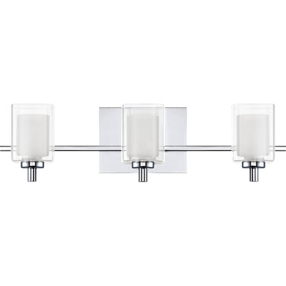 Quoizel Kolt 21in 3-Light Vanity Light | Modern Polished Chrome and Clear Glass | Bathroom Vanity & Powder Room | 21 x 6.25 x 6 in | Model KLT8603CLED