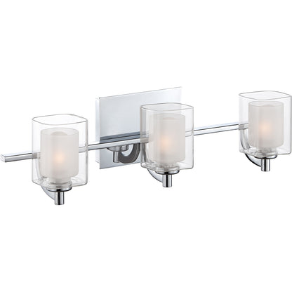 Quoizel Kolt 21in 3-Light Vanity Light | Modern Polished Chrome and Clear Glass | Bathroom Vanity & Powder Room | 21 x 6.25 x 6 in | Model KLT8603CLED