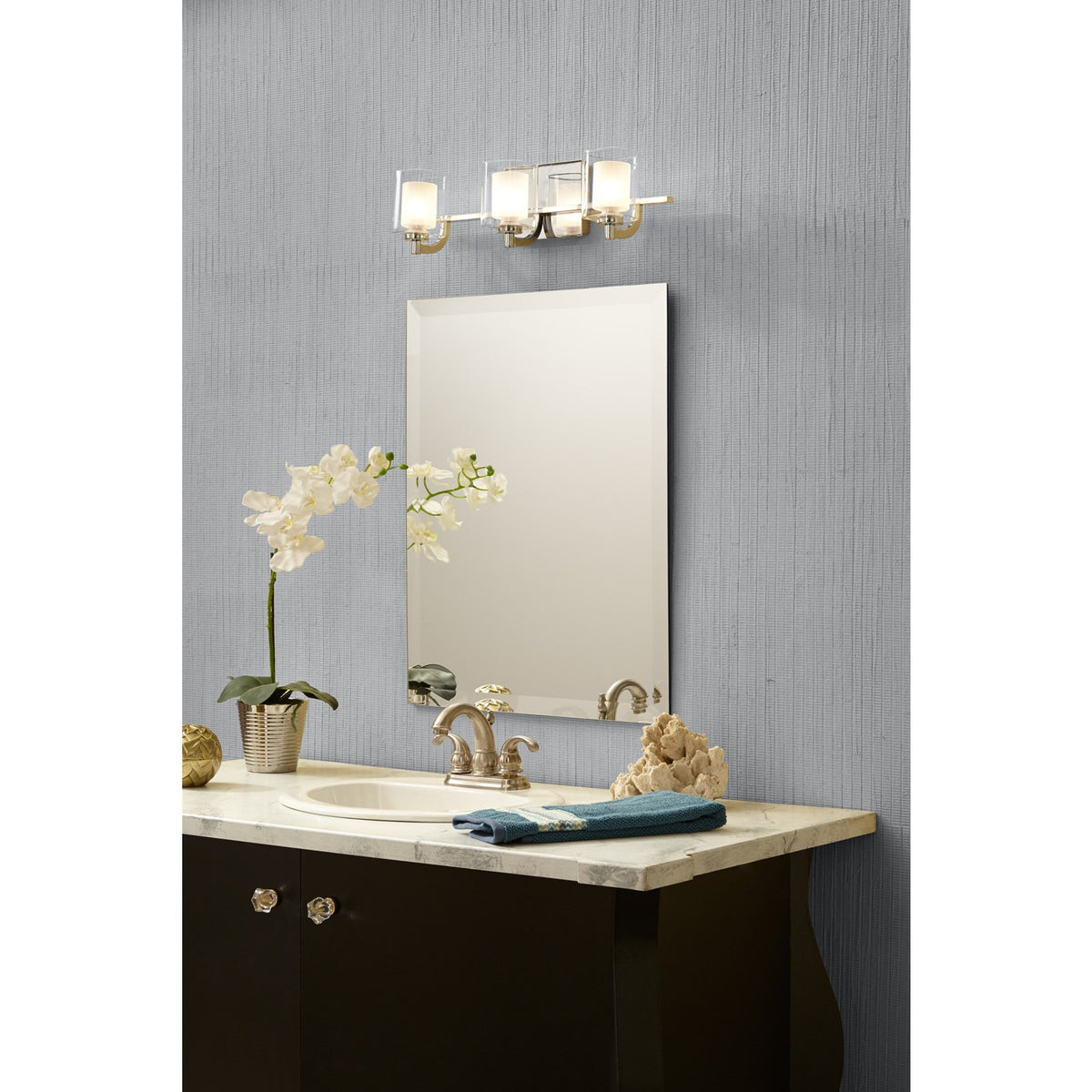 Quoizel Kolt 21in 3-Light Vanity Light | Modern Polished Chrome and Clear Glass | Bathroom Vanity & Powder Room | 21 x 6.25 x 6 in | Model KLT8603CLED
