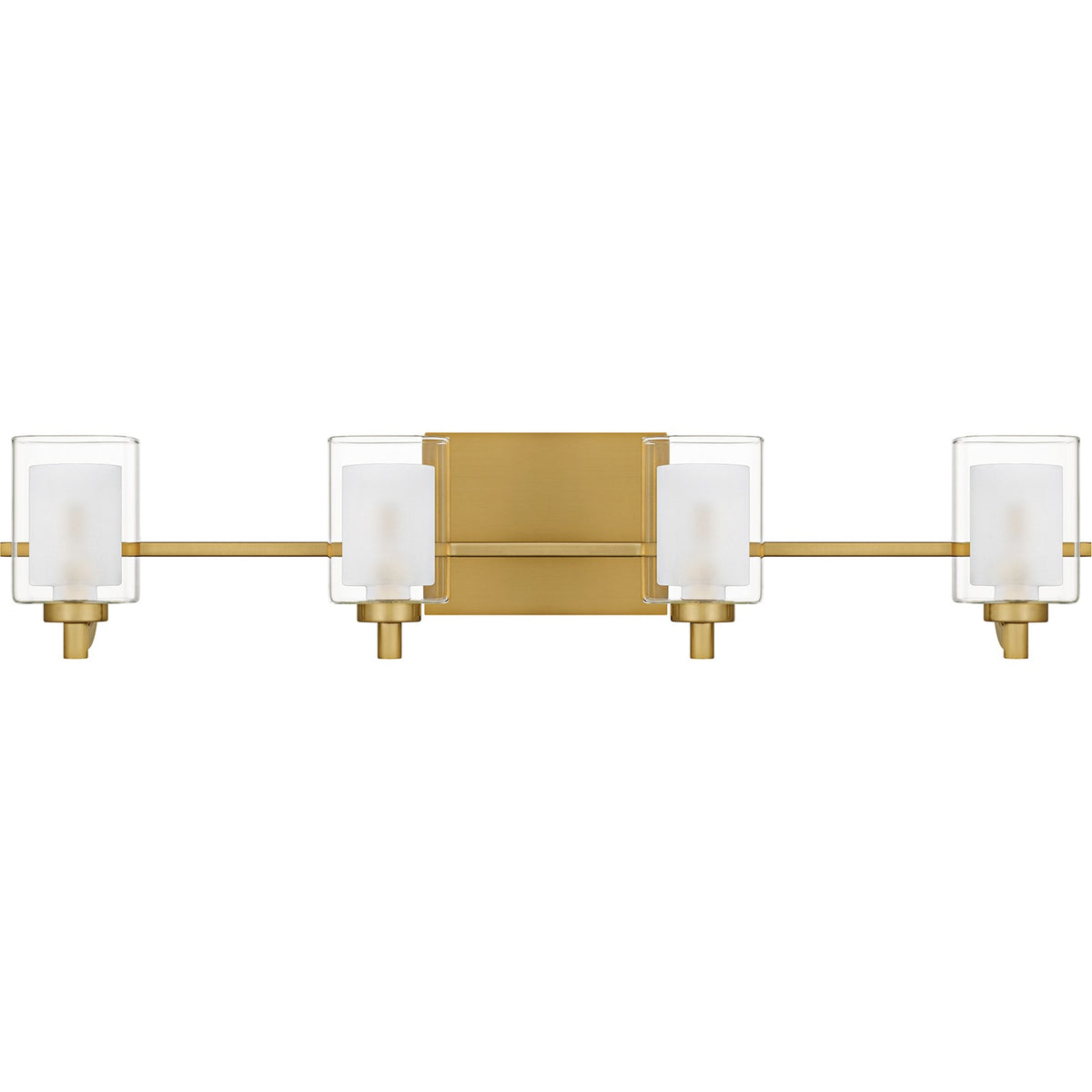 Quoizel Kolt 29in 4-Light Vanity Light | Modern Brushed Gold and Clear Glass | Bathroom Vanity & Powder Room | 29 x 6.25 x 6 in | Model KLT8604BRGLED