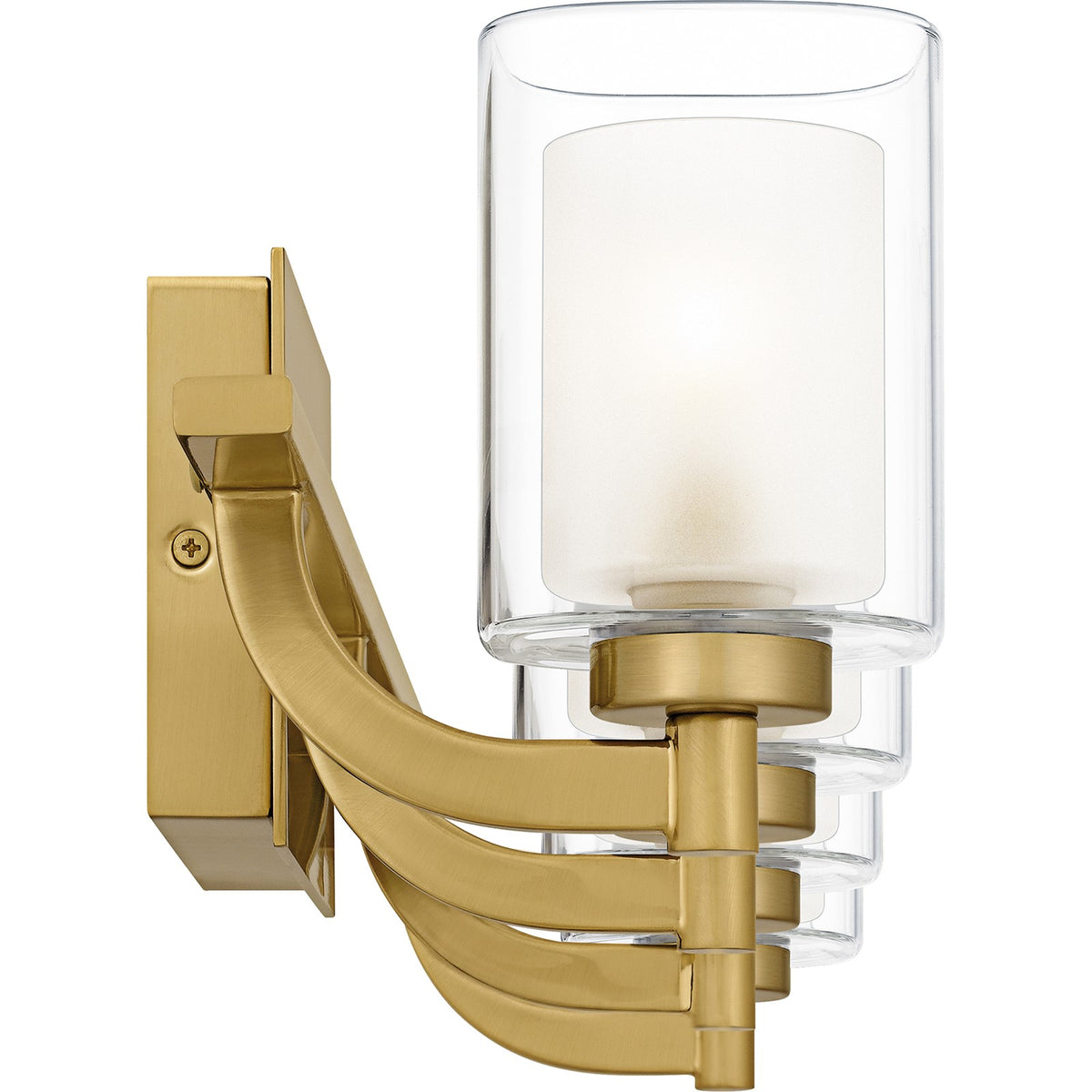 Quoizel Kolt 29in 4-Light Vanity Light | Modern Brushed Gold and Clear Glass | Bathroom Vanity & Powder Room | 29 x 6.25 x 6 in | Model KLT8604BRGLED