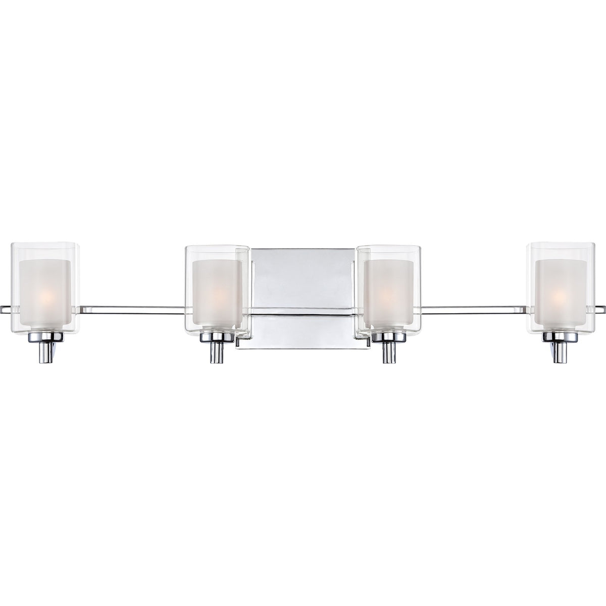 Quoizel Kolt 29in 4-Light Vanity Light | Modern Polished Chrome and Clear Glass | Bathroom Vanity & Powder Room | 29 x 6.25 x 6 in | Model KLT8604CLED