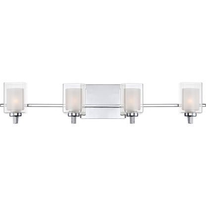 Quoizel Kolt 29in 4-Light Vanity Light | Modern Polished Chrome and Clear Glass | Bathroom Vanity & Powder Room | 29 x 6.25 x 6 in | Model KLT8604CLED