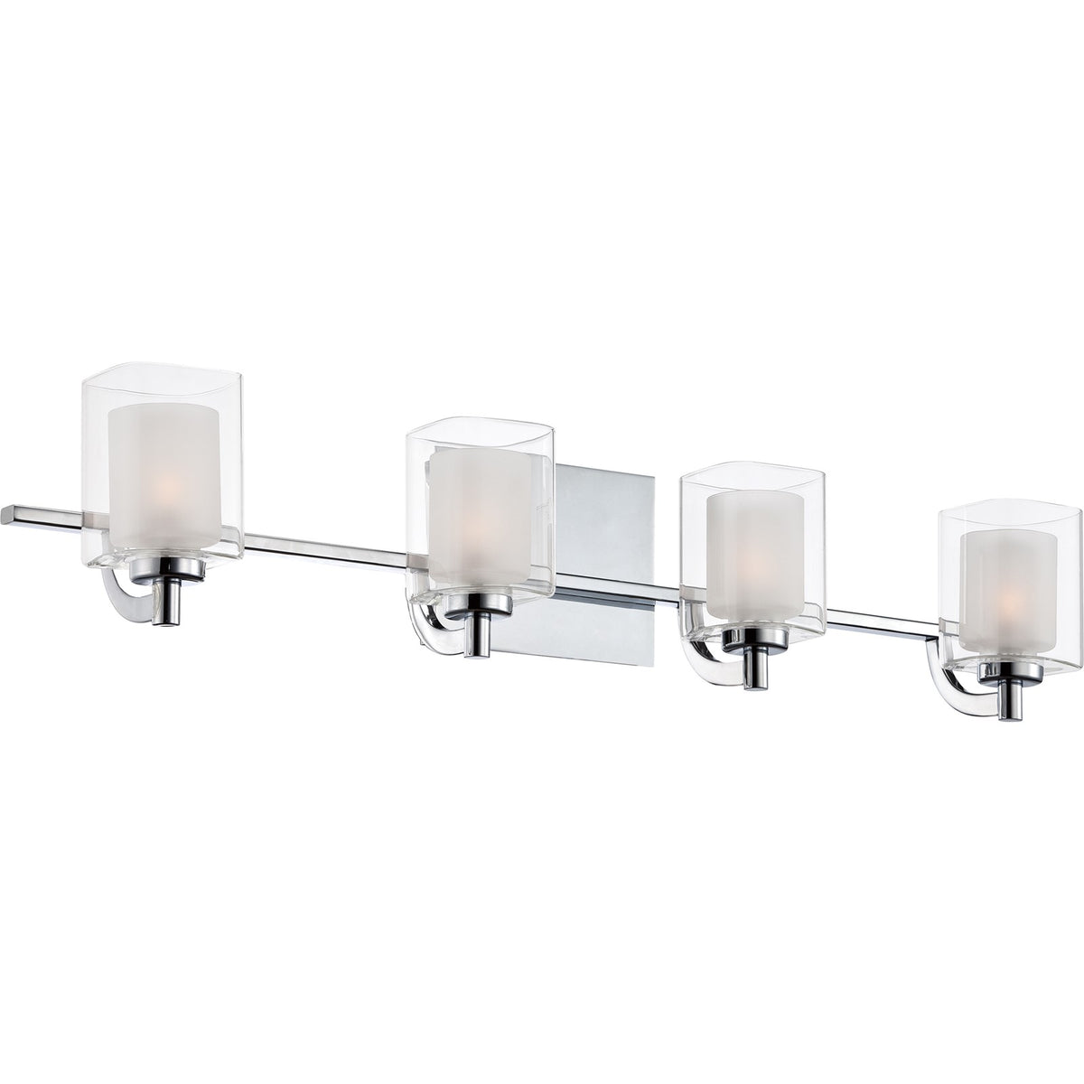 Quoizel Kolt 29in 4-Light Vanity Light | Modern Polished Chrome and Clear Glass | Bathroom Vanity & Powder Room | 29 x 6.25 x 6 in | Model KLT8604CLED