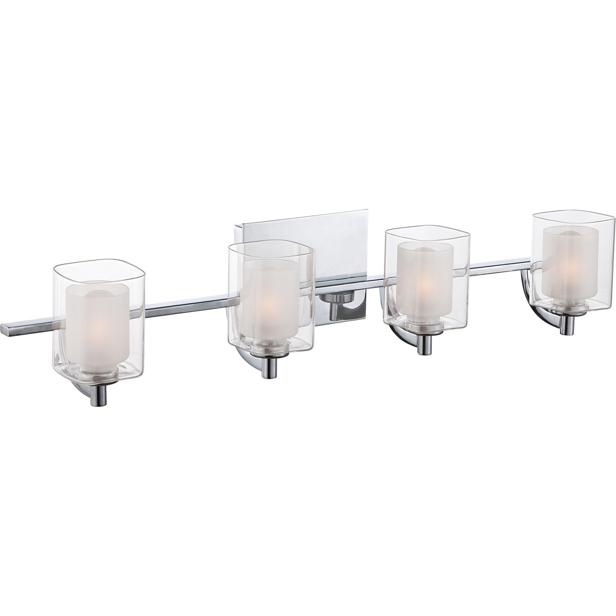 Quoizel Kolt 29in 4-Light Vanity Light | Modern Polished Chrome and Clear Glass | Bathroom Vanity & Powder Room | 29 x 6.25 x 6 in | Model KLT8604CLED