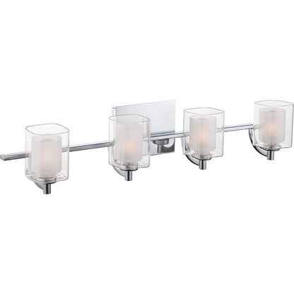 Quoizel Kolt 29in 4-Light Vanity Light | Modern Polished Chrome and Clear Glass | Bathroom Vanity & Powder Room | 29 x 6.25 x 6 in | Model KLT8604CLED