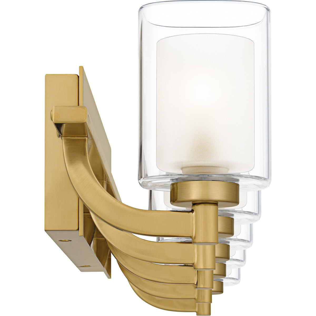 Quoizel Kolt 42in 5-Light Vanity Light | Modern Brushed Gold and Clear Glass | Bathroom Vanity & Powder Room | 42 x 6.25 x 6 in | Model KLT8605BRGLED