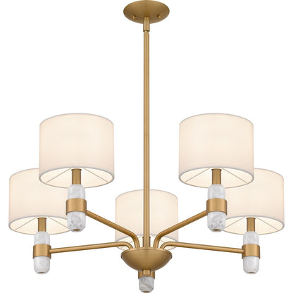 Quoizel Kimberly 5 Light Chandelier, Brass/Egg Shell Fabric