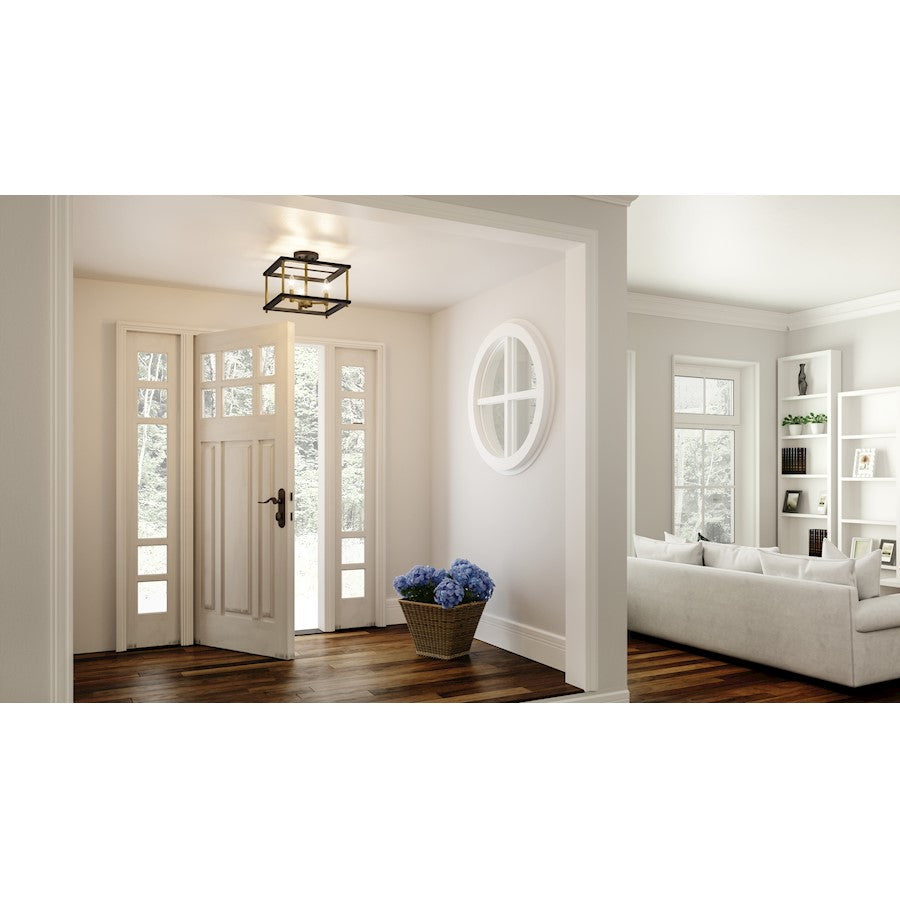 Quoizel Kynwyd 3 Light Semi-Flush Mount, Matte Black