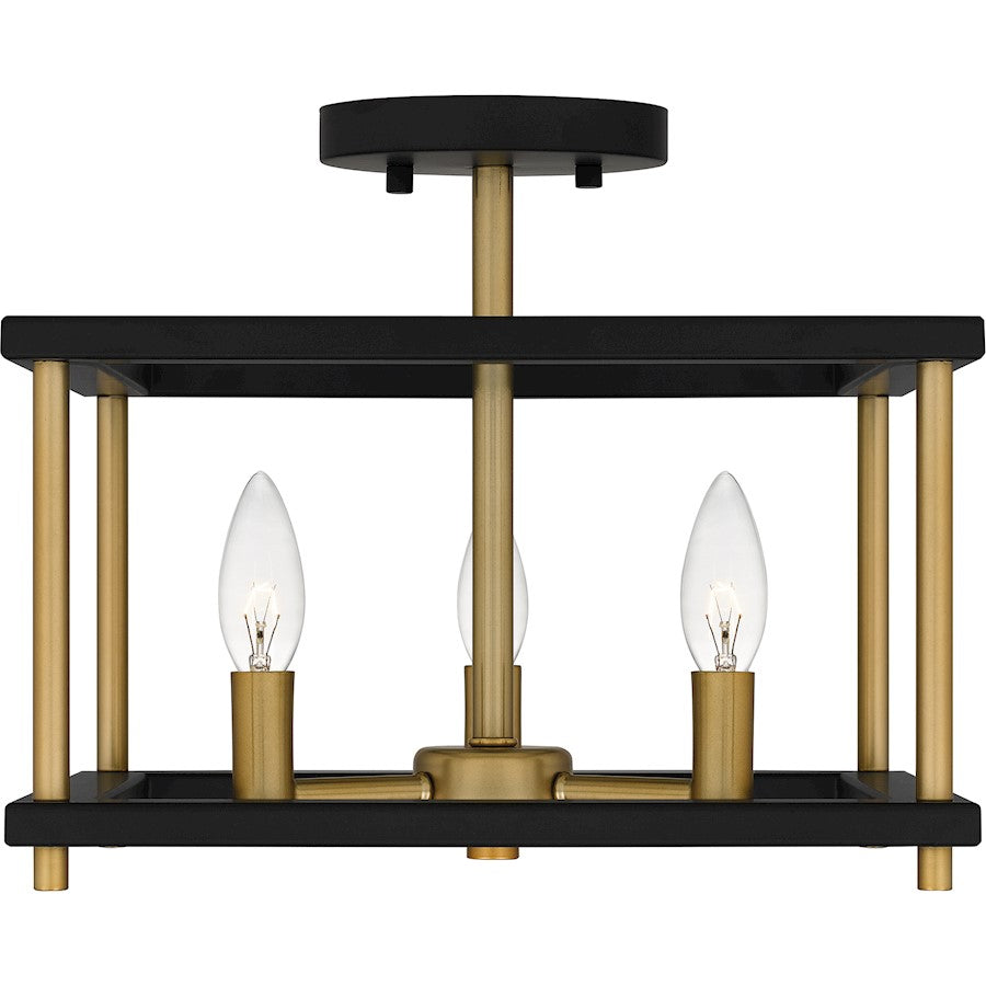 Quoizel Kynwyd 3 Light Semi-Flush Mount, Matte Black