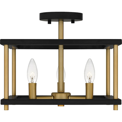 Quoizel Kynwyd 3 Light Semi-Flush Mount, Matte Black