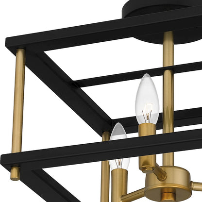 Quoizel Kynwyd 3 Light Semi-Flush Mount, Matte Black