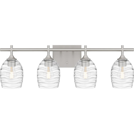 Quoizel Lucy 4 Light Bath Light, Brushed Nickel/Clear Optic Glass - LCY8629BN