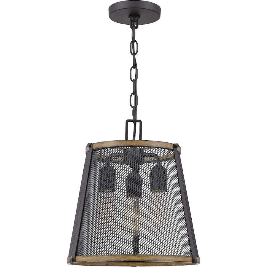 Quoizel Lindstrom 3 Light Mini Pendant, Matte Black/Metal Mesh