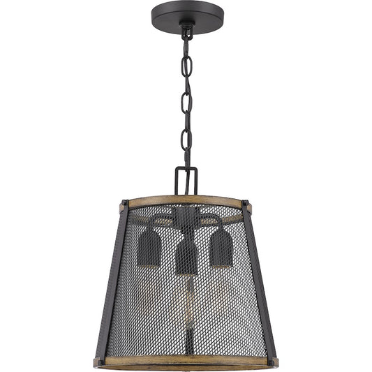 Quoizel Lindstrom 3 Light Mini Pendant, Matte Black/Metal Mesh