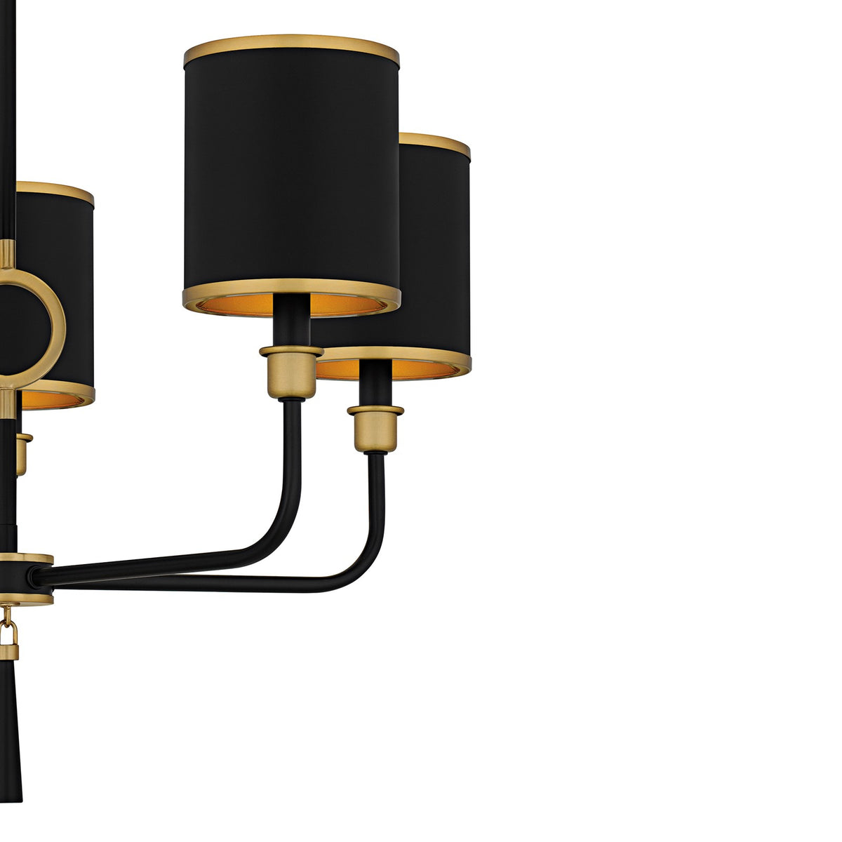 Quoizel Lockery 26in 5-Light Chandelier | Traditional Matte Black and Gold Steel | Dining Room & Foyer | 26 x 26 x 29 in | Model LKY5028MBK