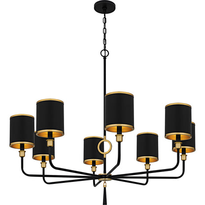 Quoizel Lockery 40in 8-Light Chandelier | Traditional Matte Black and Gold Steel | Dining Room & Foyer | 40 x 40 x 35 in | Model LKY5040MBK