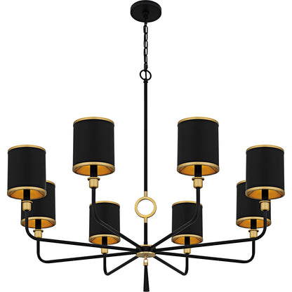 Quoizel Lockery 40in 8-Light Chandelier | Traditional Matte Black and Gold Steel | Dining Room & Foyer | 40 x 40 x 35 in | Model LKY5040MBK