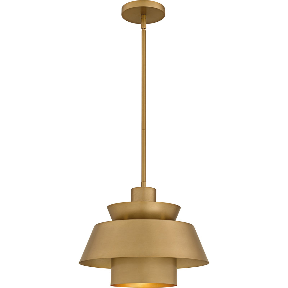 Quoizel Lumi 14in 1-Light Pendant | Modern Brushed Weathered Brass Steel | Kitchen Island & Dining Room | 14 x 14 x 11 in | Model LMI1814BWS