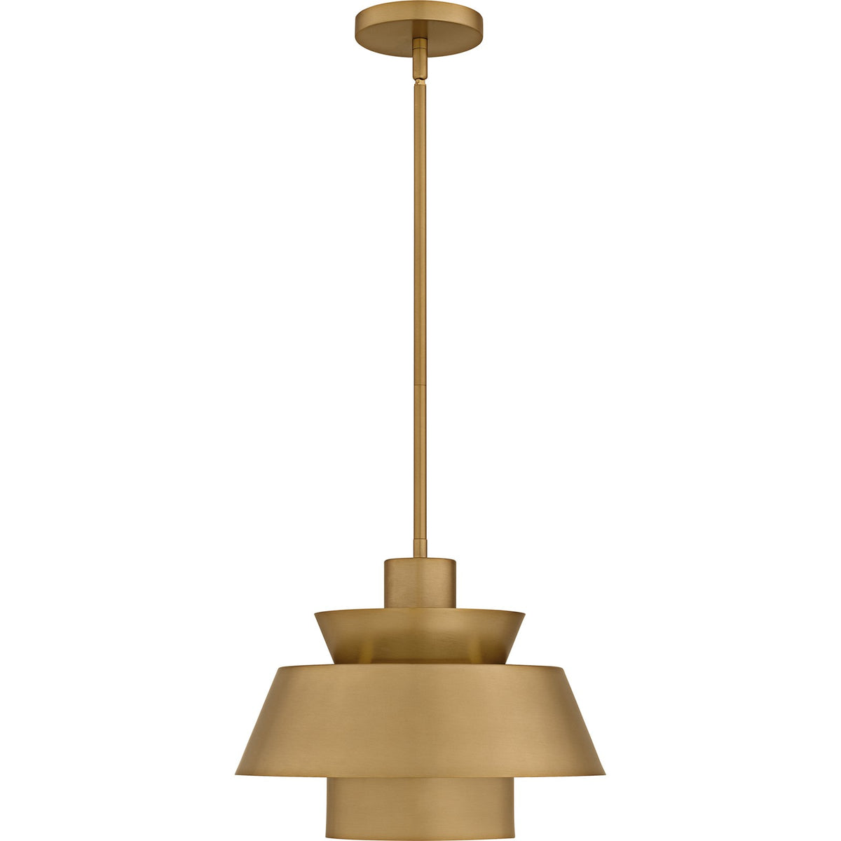 Quoizel Lumi 14in 1-Light Pendant | Modern Brushed Weathered Brass Steel | Kitchen Island & Dining Room | 14 x 14 x 11 in | Model LMI1814BWS