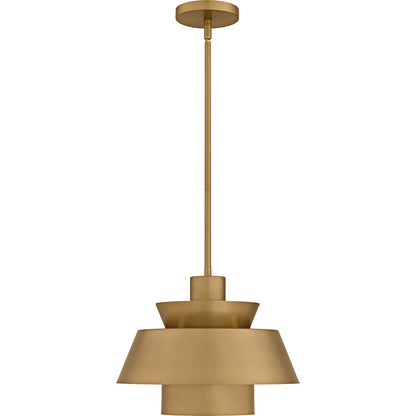 Quoizel Lumi 14in 1-Light Pendant | Modern Brushed Weathered Brass Steel | Kitchen Island & Dining Room | 14 x 14 x 11 in | Model LMI1814BWS