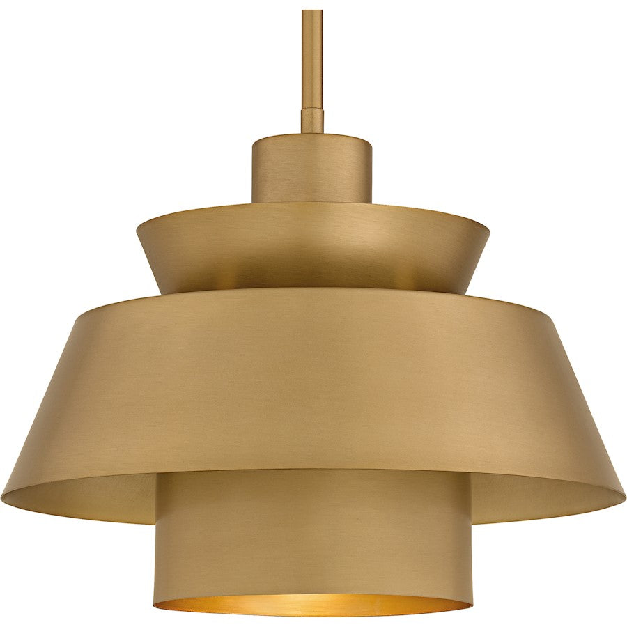 Quoizel Lumi 14in 1-Light Pendant | Modern Brushed Weathered Brass Steel | Kitchen Island & Dining Room | 14 x 14 x 11 in | Model LMI1814BWS