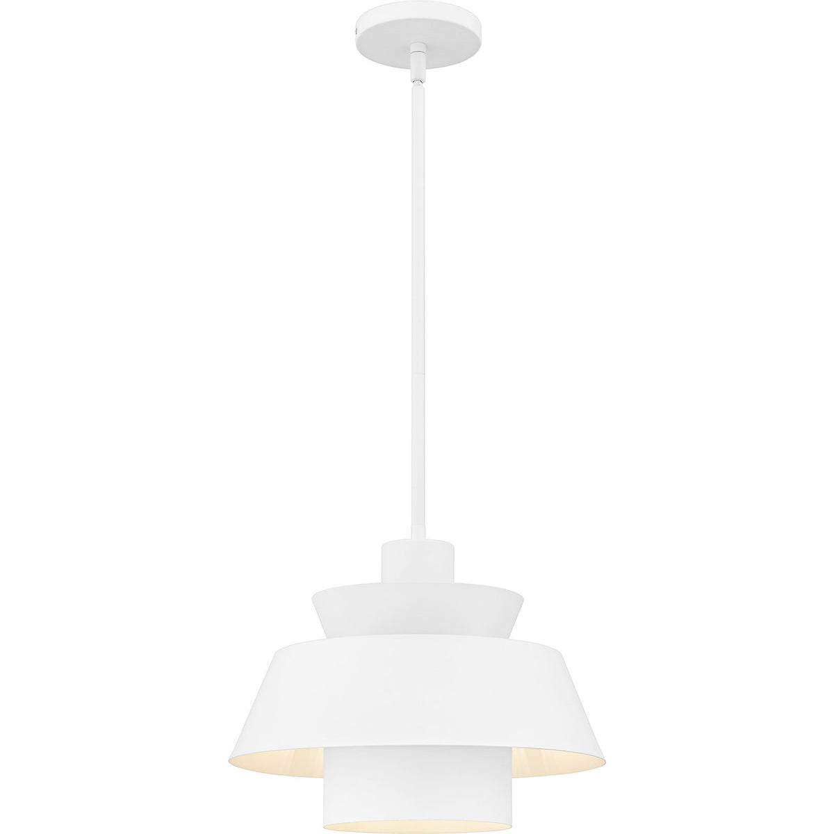 Quoizel Lumi 14in 1-Light Pendant | Modern Matte White Steel | Kitchen Island & Dining Room | 14 x 14 x 11 in | Model LMI1814W