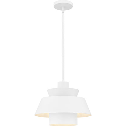 Quoizel Lumi 14in 1-Light Pendant | Modern Matte White Steel | Kitchen Island & Dining Room | 14 x 14 x 11 in | Model LMI1814W