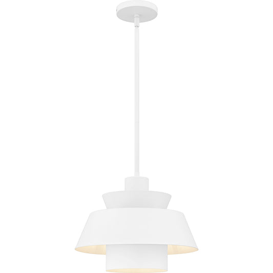 Quoizel Lumi 14in 1-Light Pendant | Modern Matte White Steel | Kitchen Island & Dining Room | 14 x 14 x 11 in | Model LMI1814W