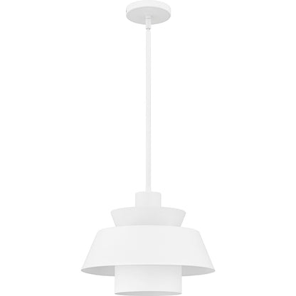 Quoizel Lumi 14in 1-Light Pendant | Modern Matte White Steel | Kitchen Island & Dining Room | 14 x 14 x 11 in | Model LMI1814W