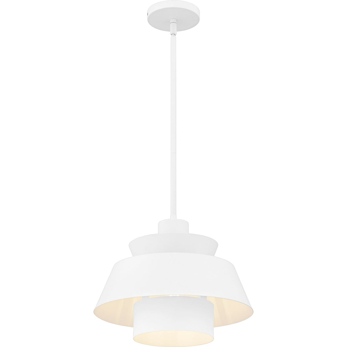 Quoizel Lumi 14in 1-Light Pendant | Modern Matte White Steel | Kitchen Island & Dining Room | 14 x 14 x 11 in | Model LMI1814W