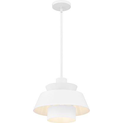 Quoizel Lumi 14in 1-Light Pendant | Modern Matte White Steel | Kitchen Island & Dining Room | 14 x 14 x 11 in | Model LMI1814W