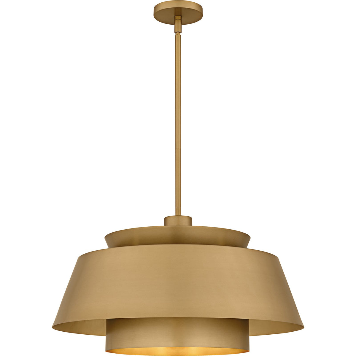Quoizel Lumi 24in 3-Light Pendant | Modern Brushed Weathered Brass and Metal | Kitchen Island & Dining Room | 24 x 24 x 14 in | Model LMI2824BWS