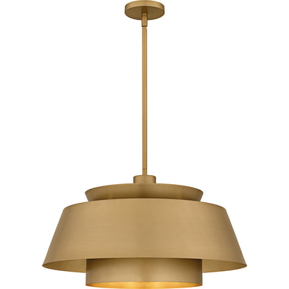 Quoizel Lumi 24in 3-Light Pendant | Modern Brushed Weathered Brass and Metal | Kitchen Island & Dining Room | 24 x 24 x 14 in | Model LMI2824BWS