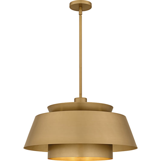Quoizel Lumi 24in 3-Light Pendant | Modern Brushed Weathered Brass and Metal | Kitchen Island & Dining Room | 24 x 24 x 14 in | Model LMI2824BWS