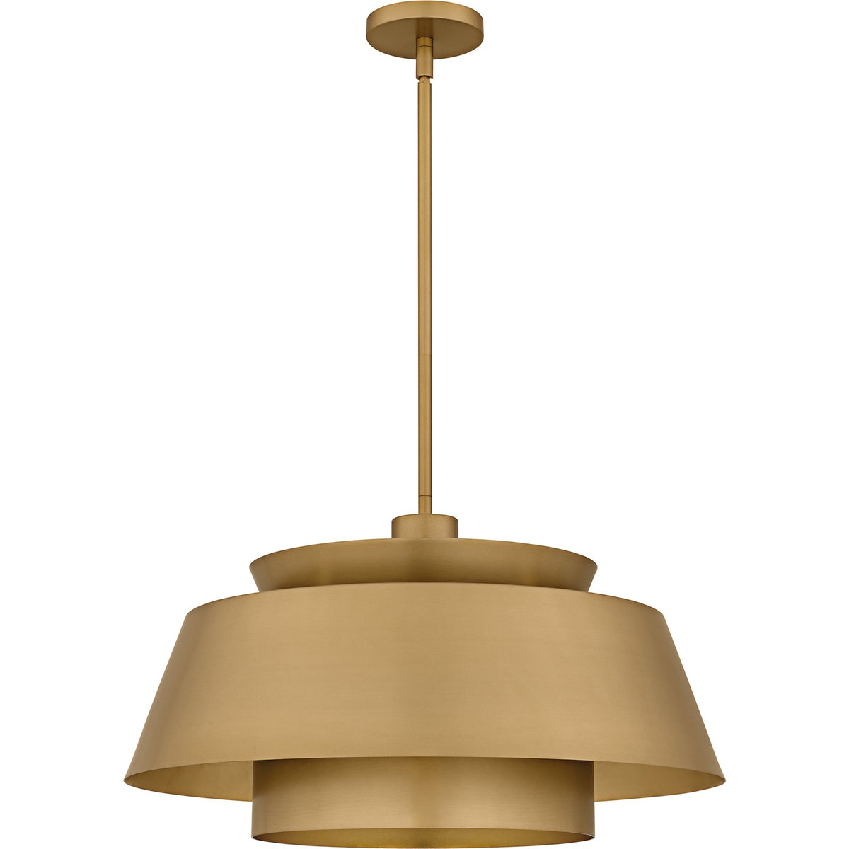 Quoizel Lumi 24in 3-Light Pendant | Modern Brushed Weathered Brass and Metal | Kitchen Island & Dining Room | 24 x 24 x 14 in | Model LMI2824BWS