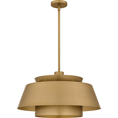 Quoizel Lumi 24in 3-Light Pendant | Modern Brushed Weathered Brass and Metal | Kitchen Island & Dining Room | 24 x 24 x 14 in | Model LMI2824BWS