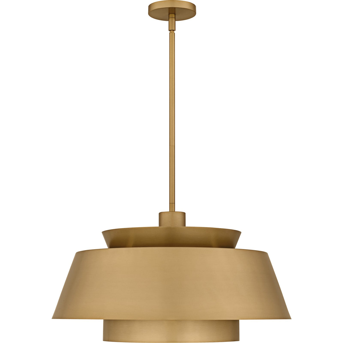 Quoizel Lumi 24in 3-Light Pendant | Modern Brushed Weathered Brass and Metal | Kitchen Island & Dining Room | 24 x 24 x 14 in | Model LMI2824BWS