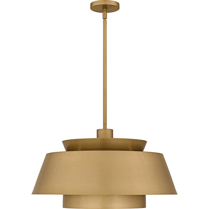 Quoizel Lumi 24in 3-Light Pendant | Modern Brushed Weathered Brass and Metal | Kitchen Island & Dining Room | 24 x 24 x 14 in | Model LMI2824BWS