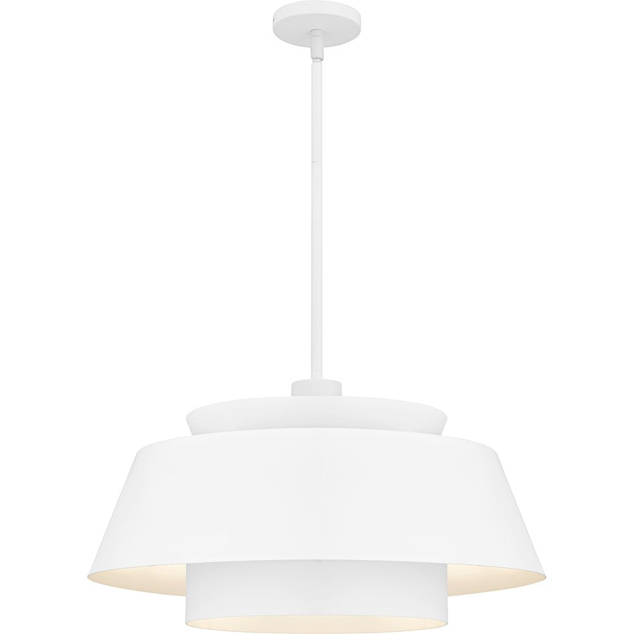Quoizel Lumi 24in 3-Light Pendant | Modern Matte White and Metal | Kitchen Island & Dining Room | 24 x 24 x 14 in | Model LMI2824W