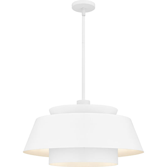 Quoizel Lumi 24in 3-Light Pendant | Modern Matte White and Metal | Kitchen Island & Dining Room | 24 x 24 x 14 in | Model LMI2824W