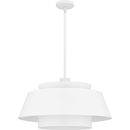 Quoizel Lumi 24in 3-Light Pendant | Modern Matte White and Metal | Kitchen Island & Dining Room | 24 x 24 x 14 in | Model LMI2824W