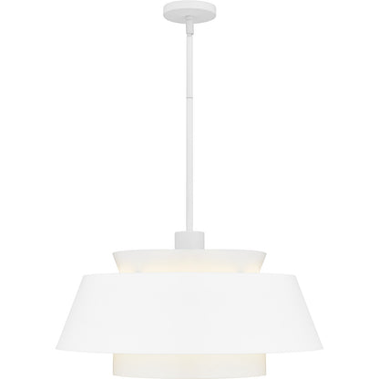 Quoizel Lumi 24in 3-Light Pendant | Modern Matte White and Metal | Kitchen Island & Dining Room | 24 x 24 x 14 in | Model LMI2824W