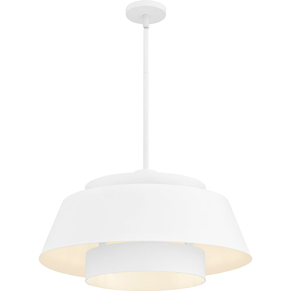 Quoizel Lumi 24in 3-Light Pendant | Modern Matte White and Metal | Kitchen Island & Dining Room | 24 x 24 x 14 in | Model LMI2824W