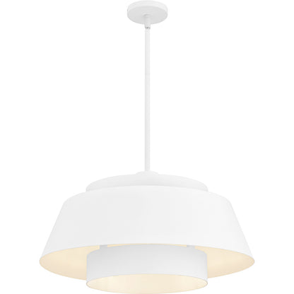 Quoizel Lumi 24in 3-Light Pendant | Modern Matte White and Metal | Kitchen Island & Dining Room | 24 x 24 x 14 in | Model LMI2824W