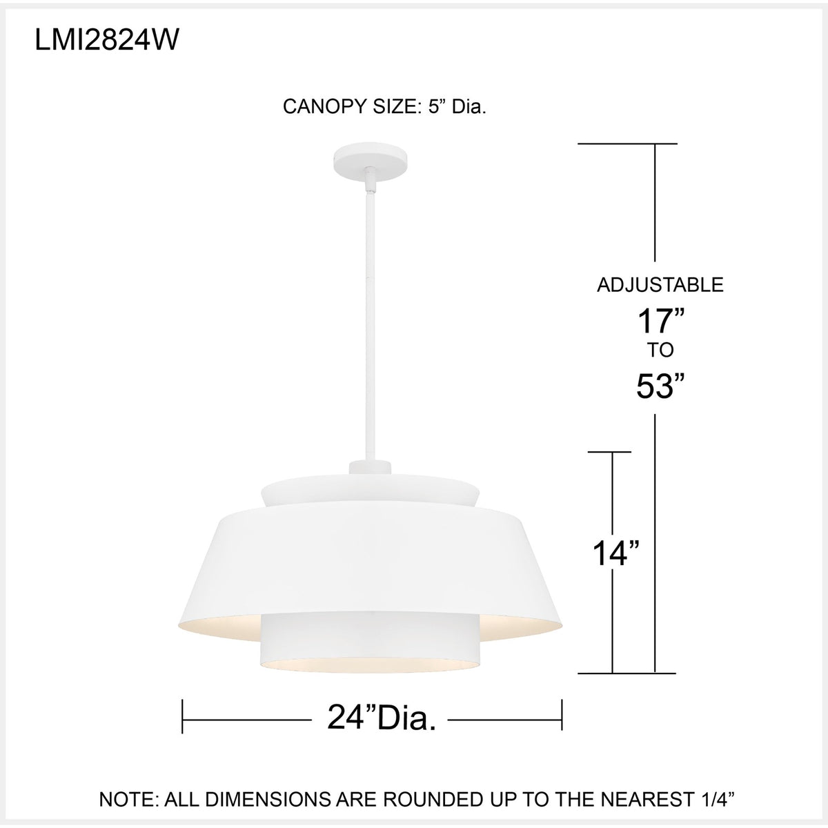 Quoizel Lumi 24in 3-Light Pendant | Modern Matte White and Metal | Kitchen Island & Dining Room | 24 x 24 x 14 in | Model LMI2824W