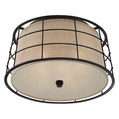 Quoizel Landings 3 Light Flush Mount, Mottled Cocoa
