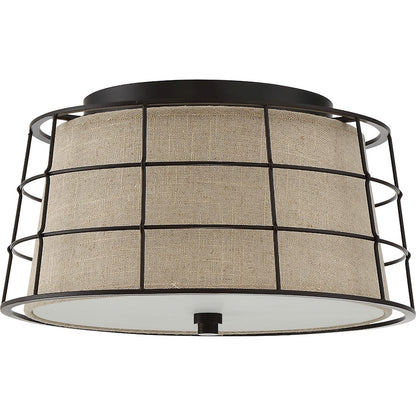 Quoizel Landings 3 Light Flush Mount, Mottled Cocoa