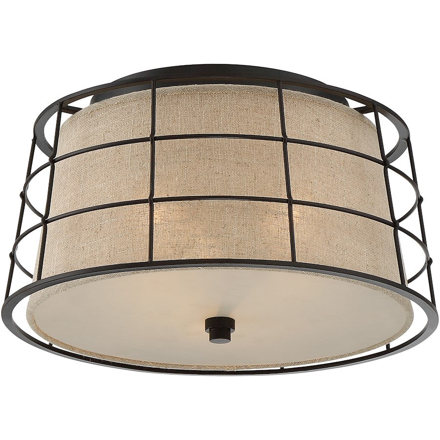 Quoizel Landings 3 Light Flush Mount, Mottled Cocoa