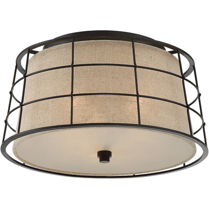 Quoizel Landings 3 Light Flush Mount, Mottled Cocoa